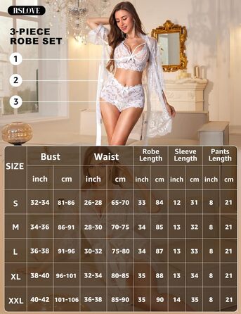 RSLOVE Комплект спідньої білизни: мереживний бюстгальтер та труси (XXL, білий)