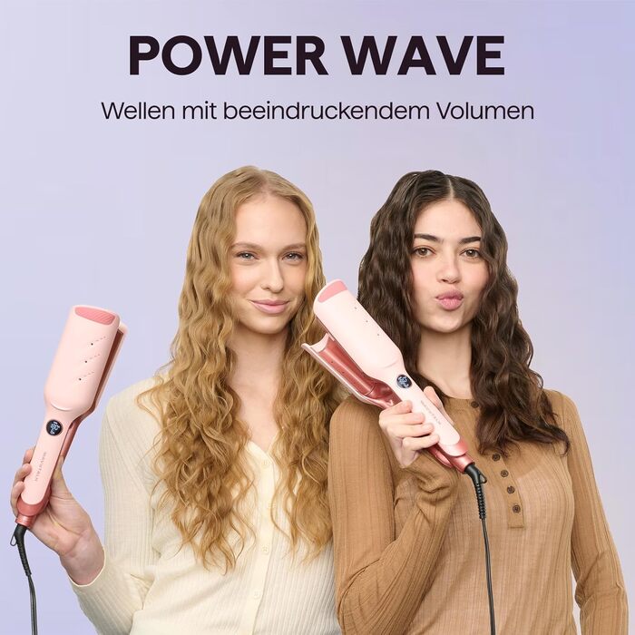 Плавильна плойка для beach waves Wavytalk 35 мм, іонічна кераміка, захист від опіків, 4 рівні температури до 210°C, рожева