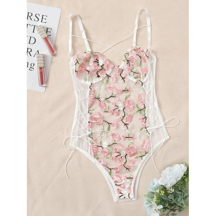 Сексуальний корсет з вирізаним декором, боді (білий, S)