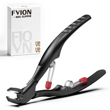 Професійний кусачки для товстих нігтів на ногах FVION: великий кліпер з довгим ручкою та подвійною пружиною для літніх людей та людей з обмеженою рухливістю, чорний