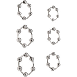 Набір з 6 сталевих кільців для пеніса з кульками, сталевий, для дорослих, секс-іграшка