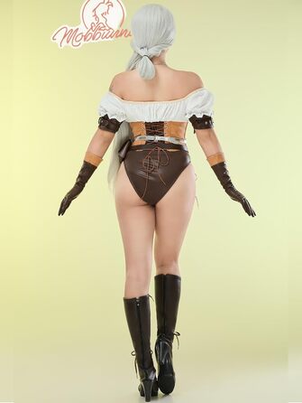 Костюм для косплею Mobbunny: сексуальний боді з поясом, рукавичками та сумкою, середньовічний стиль, Halloween, коричневий