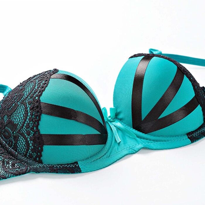 Сексуальна жіноча білизна: комплект з мереживом, V-подібний виріз, push-up, бежевий, Китай, розмір 42