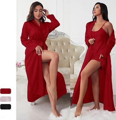 Жіночий халат з фrotте, халат для сауни, халат-сатиновий, нічна сорочка, комплекти білизни, babydoll, нічна сукня, піжама, кімоно, халат з поясом, червоний колір, розмір M