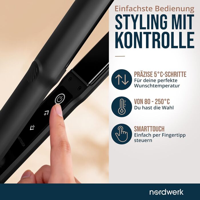 Випрямляч для волосся 2в1 SafeGlide Touch з титановими іонами проти кучерявості та заплутування, для всіх типів волосся, з дорожнім чохлом