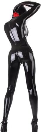 Комбінезон з латексу YZPNBW для жінок, повномірний, чорний, з довгим рукавом, на блискавці, повсякденний, клубний, повсякденний, з 3D-чашками, XXL