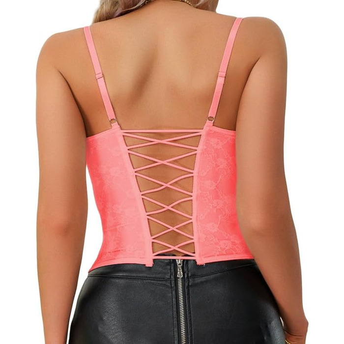 Жіночий корсет-топ Haibang з мереживом у стилі панк, бюстгальтер Push Up, рожевий (XS)