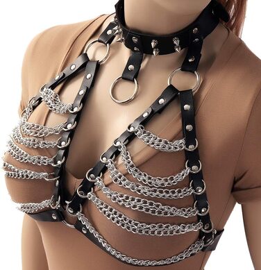 Корсет-нагрудник з шкіри для жінок PETMHS, чорний, готичний стиль