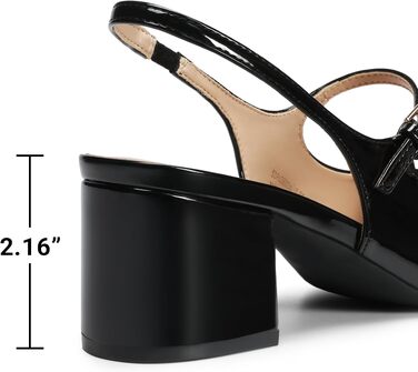 Жіночі туфлі Mary Jane DREAM PAIRS на низьких масивних підборах, закритий квадратний носок, slingback, чорні човники для офісу та вечірок, 40 EU