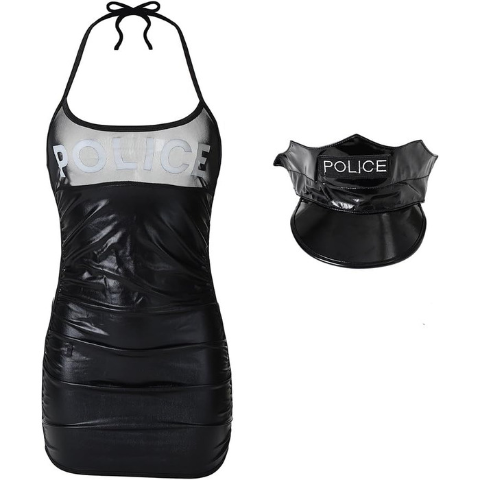 Костюм поліцейського EROMATE для жінок: сексуальний набір для Хелловін та косплей, чорний, універсальний розмір