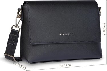 Жіноча сумка через плече Bugatti Ella, чорна (шкіра Saffiano)