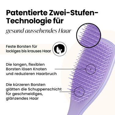 Щітка для волосся Tangle Teezer Ultimate Detangler для кучерявого та жорсткого волосся (3C-4C), розплутувач з двоступеневими щетинами проти фриззінгу, Mango & Purple