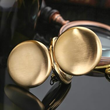 Скелетон годинник кишеньковий Tiong Vintage Steampunk з ланцюжком, механічний золотистий годинник з римськими цифрами в подарунковій коробці