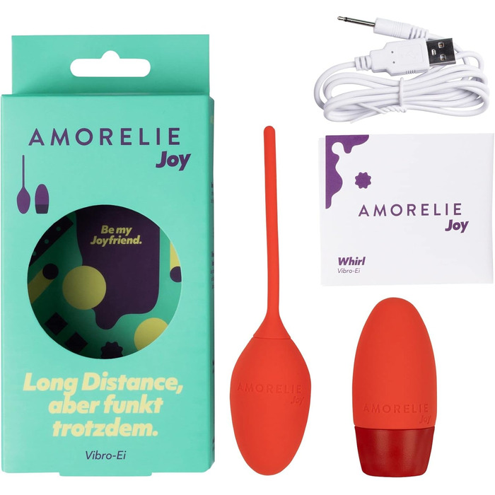 AMORELIE Joy – Вібро-яйце Whirl | з пультом дистанційного керування | з силікону & ABS, червоний