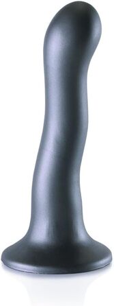 Вагінальний дildo з присоском, ультрам'який, вигнутий, для стимуляції G-точки, 17 см, Gun Metal