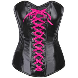 Корсет Daisy Corsets Lavish з ефектом мокрого блиску з еластичної шкіри та шнурівкою, чорний