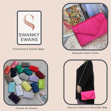 Жіночий вечірній клатч SwankySwans Chantel із сатину, колір фуксія