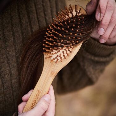 Бамбукова щітка для волосся pandoo Paddle Brush — масажна щітка з закругленими бамбуковими щетинками для розплутування та щоденного догляду