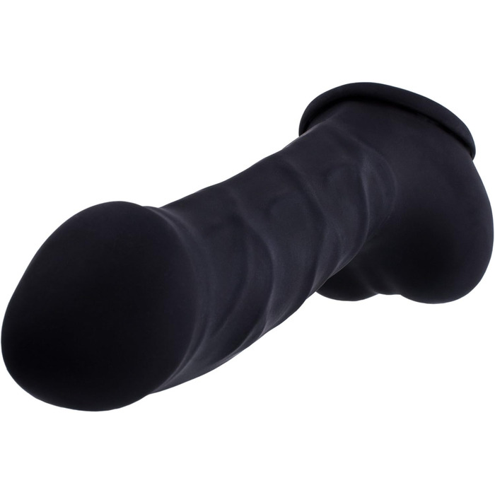 Чохол для статевого члена з латексу, чорний, 15 см - з великим мошонкою та вираженою головкою, MADE IN GERMANY