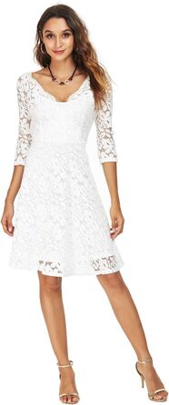 Сукня Atnlewhi жіноча вінтажна з мереживом, квітковий дизайн, без бретелек, елегантна, трапецієподібна, міні, для вечірки, коктейлю, весілля, білий, розмір M