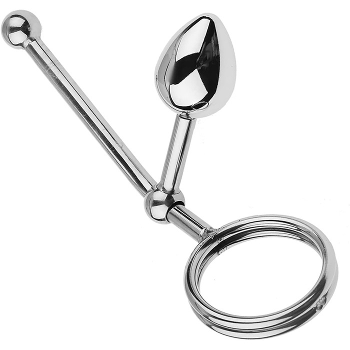 Анальний гачок з кільцями для яєчок, металевий, для БДСМ, з кільцем для статевого члена, з анальним штекером, для чоловіків, S+M+L