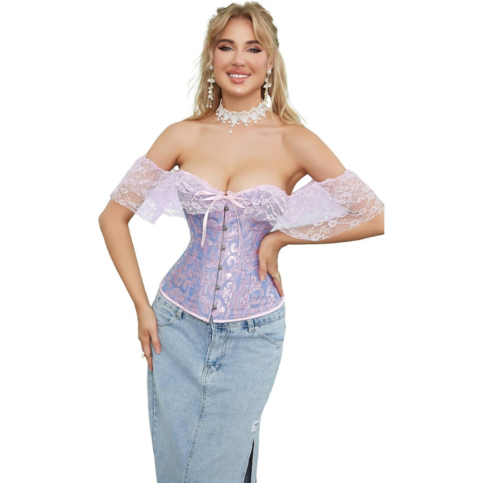Топ-корсет жіночий з мереживом та шнуванням, бюстгальтер-боді, ліф для формування силуету, кольоровий ліла