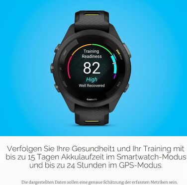 Спортивний смарт-годинник Garmin Forerunner 265S з AMOLED-дисплеєм, функціями тренувань та відновлення, 42 мм (Black/Amp Yellow)