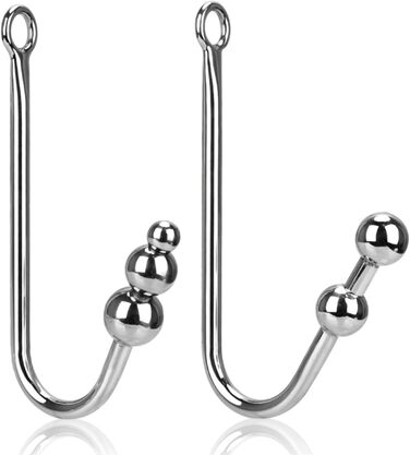 Анальний плуг з нержавіючої сталі з гачком та перлами для вагінального масажу простати, анальний плуг для жінок та чоловіків. Іграшки для дорослих, 3 кульки