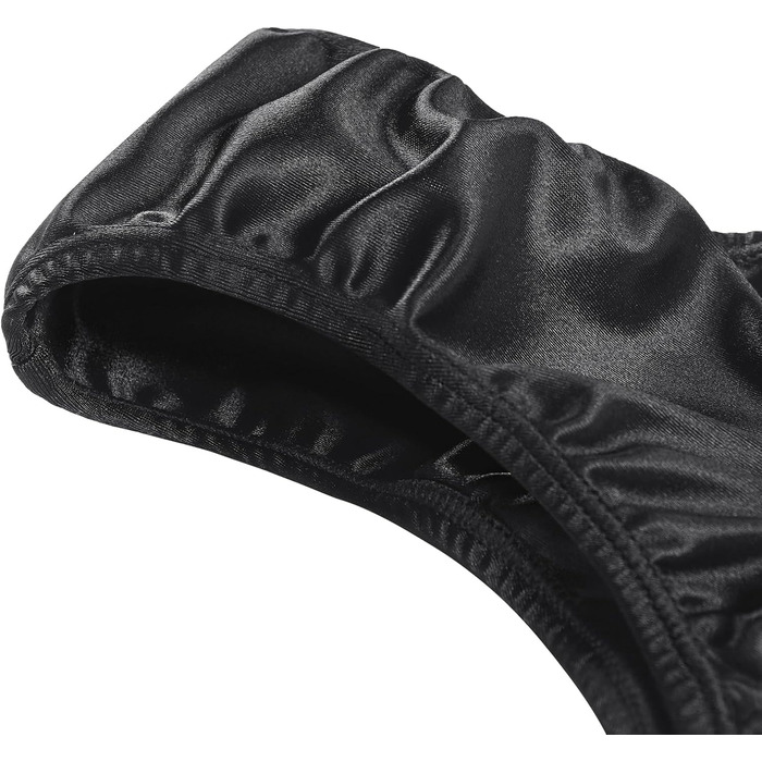 Танга-шорти LittleForBig з прихованим гафелем, гладкі шовкові, чорні - для кросдресерів та трансгендерних осіб