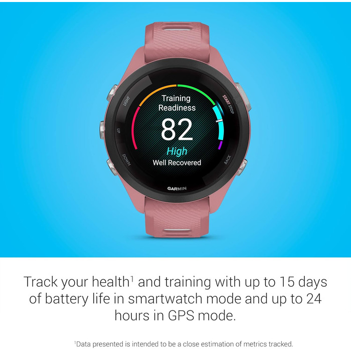 Спортивний смарт-годинник Garmin Forerunner 265S AMOLED, 42мм, світло-рожевий та пудрово-сірий — тренувальні метрики та аналіз відновлення