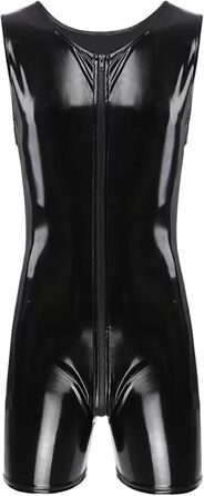 Чоловічий латексний боді Maeau, костюм з блискучої штучної шкіри, чорний, розмір M
