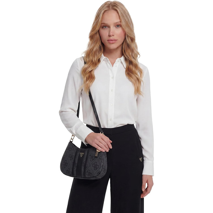 Жіноча сумка-кросбоді GUESS Noelle II Top Zip Shoulder Bag з логотипом, колір Coal