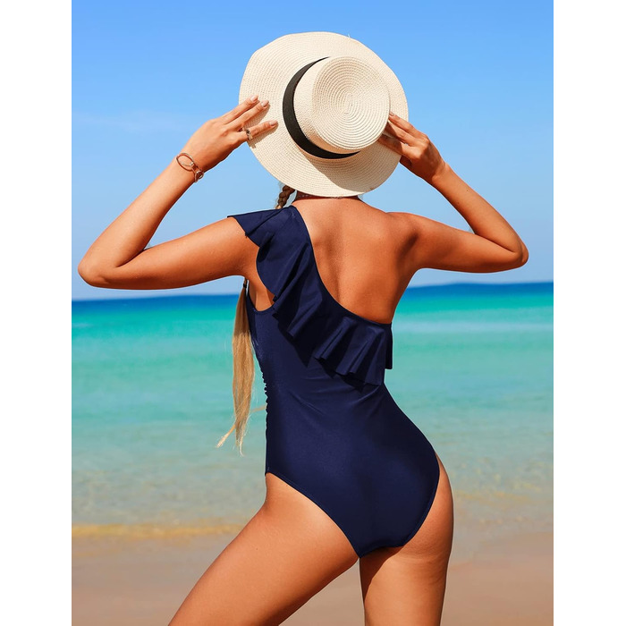 Купальник Xnova One Shoulder з ефектом схуднення живота, жіночий суцільний, блакитний, розмір XXL