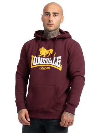 Чоловіча толстовка на блискавці з капюшоном Lonsdale RINSEY, приталена модель, колір Oxblood, розмір S