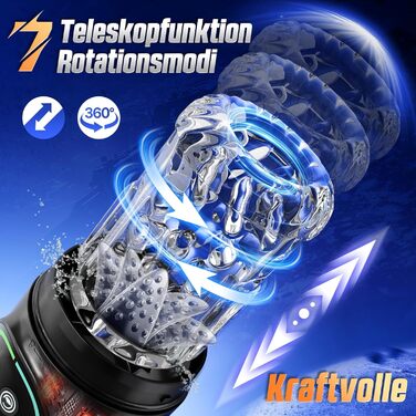 Електричний мастурбатор для чоловіків з телескопічною функцією, ротацією та функцією всмоктування. Реалістична імітація орального сексу, іграшка для чоловіків.