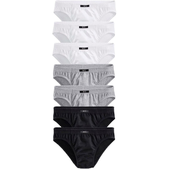 Шкарпетки чоловічі H.I.S. 7 шт. | Змінні щодня | HIS (L, 7 X Білий/Чорний/Сірий)