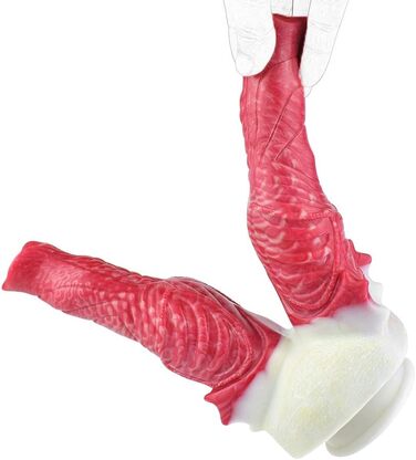 Двофалічний секс-іграшка Jixaxe з силікону, червона (для вагінальної та анальної стимуляції)