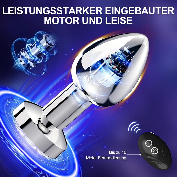 Вібратор анальний Metall Anal Vibrator зі 10 режимами вібрації, пультом дистанційного керування, стимулятор простати. Іграшки для дорослих для початківців, чоловіків, жінок, пар (сріблястий).