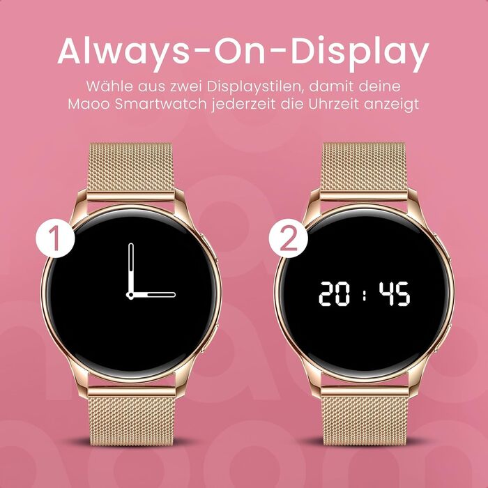 Смарт-годинник maoo Ventura для жінок Rose Gold: AMOLED-дисплей 1.32