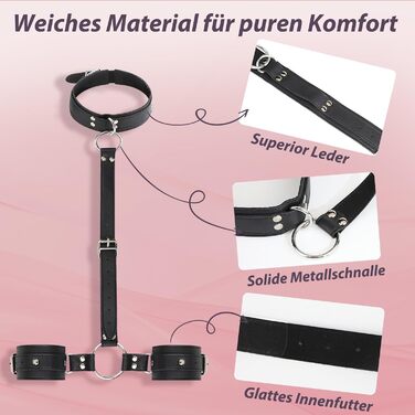 Набір для БДСМ для пар: кайдани, наручники та нашийник з регульованої шкіри. Інтимні іграшки для жінок та чоловіків
