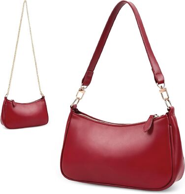Жіноча маленька сумка-клатч Aucuu: ретро сумка через плече Mini Hobo з ланцюжком та блискавкою, червона