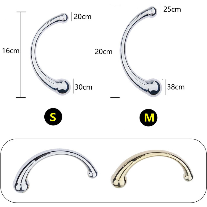 Масажер G-Spot, анальний плагін з металу, стимулятор для чоловіків та жінок, для масажу простати та G-Spot (сріблястий, M - 20 см)