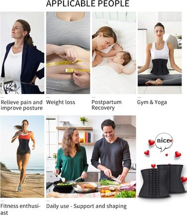 Корсет для фігури YIANNA Korett з латексу, чорний, 25 сталевих кісток, дихаючий, для жінок (XL)