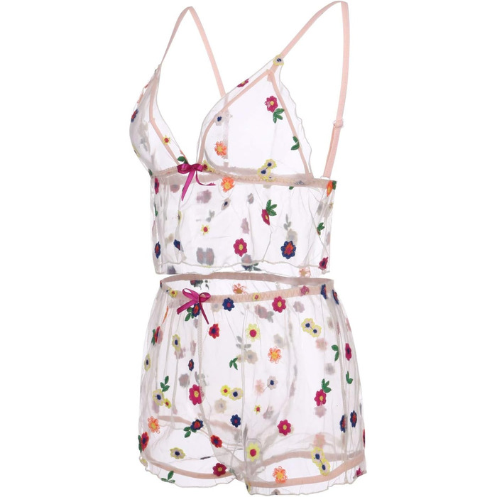 Піжама жіноча коротка з тонкими бретелями, сукня з стрингом, сексуальна спідня білизна, комплект з бюстгальтером пуш-ап та стрингами