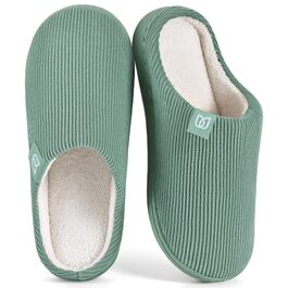 Жіночі домашні капці з ефектом пам'яті (Memory Foam), плюшеві велюрові тапочки протиковзкі, зелені, розмір 38/39 EU