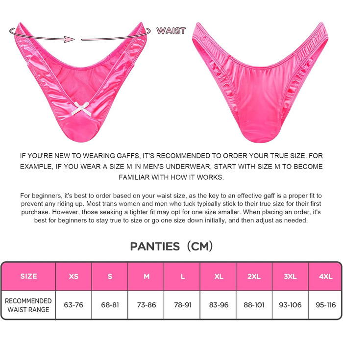 Танга труси з високою посадкою для кросдресерів та трансгендерних осіб, гаф, XXL, рожевий