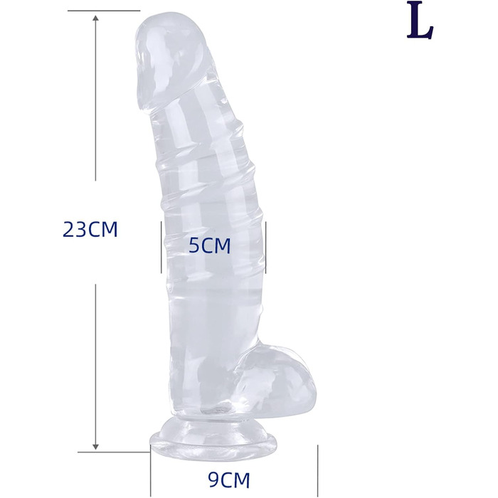 Анальний дилда BDSMLOVE, великий, прозорий, з присоском, для жінок та чоловіків