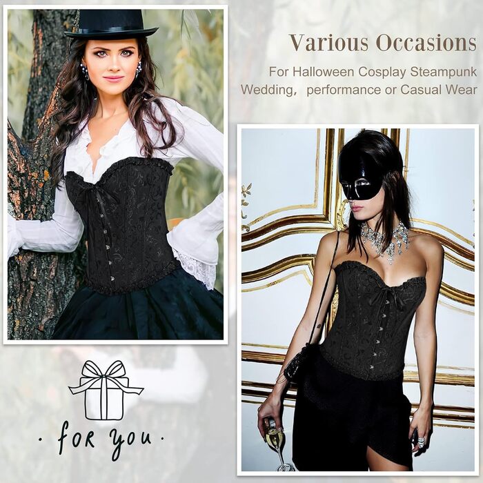 Корсет-топ CSKJ для жінок: готичний, вінтажний, з мереживом, для повних грудей, фігуруючий, з кісточками, для вечірок, свят, Хелловін, Фашинг (A10_Lila, M)