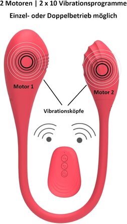 Вібратор Lustfactor JAZZ | Силіконовий вібратор з двома головками | Бездротове керування | 2 x 10 програм вібрації | Перезаряджається