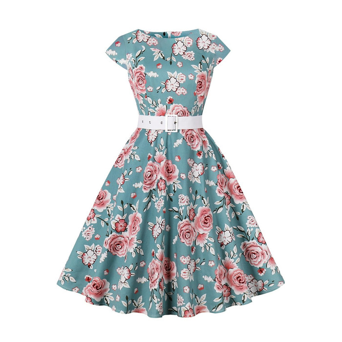 Сукня в стилі рокабіллі 50-х років AXOE з бавовни та поясом, розмір XXL